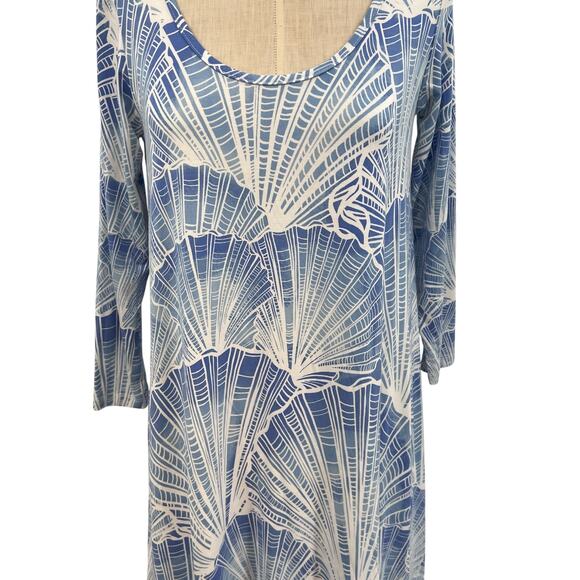 Tori Richard Honolulu Jersey Mini Dress Seashell‎ Print Blue Size Small - Picture 3 of 10